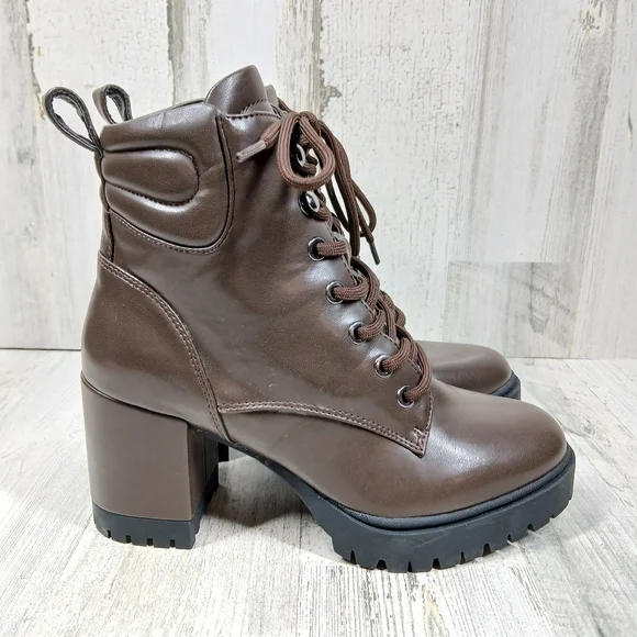 NEW Aerosoles Women's Esen Combat/Fashion Comfortable Brown Ankle Boots #765